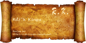 Rák Kinga névjegykártya